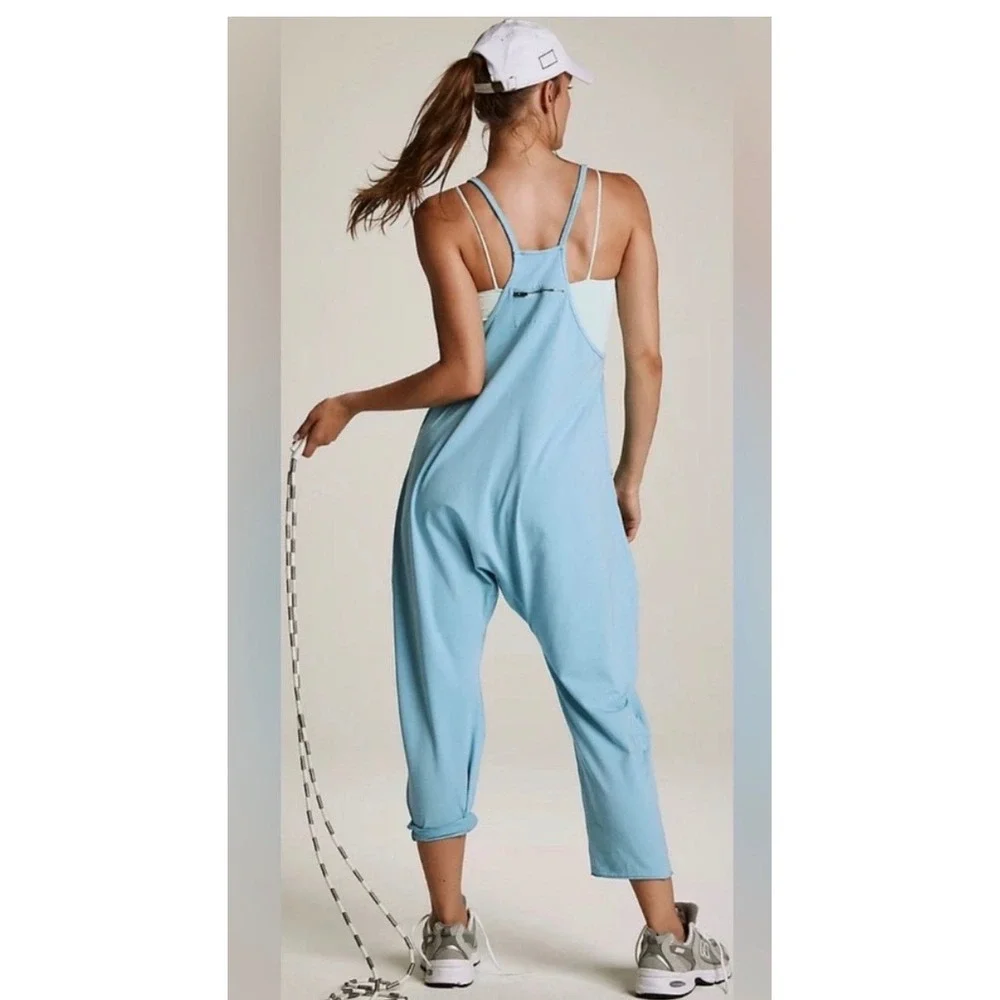 Free People FP Movement Hot Shot Onesie Light Blue Slouchy Jumpsuit Small - Picture 3 of 8